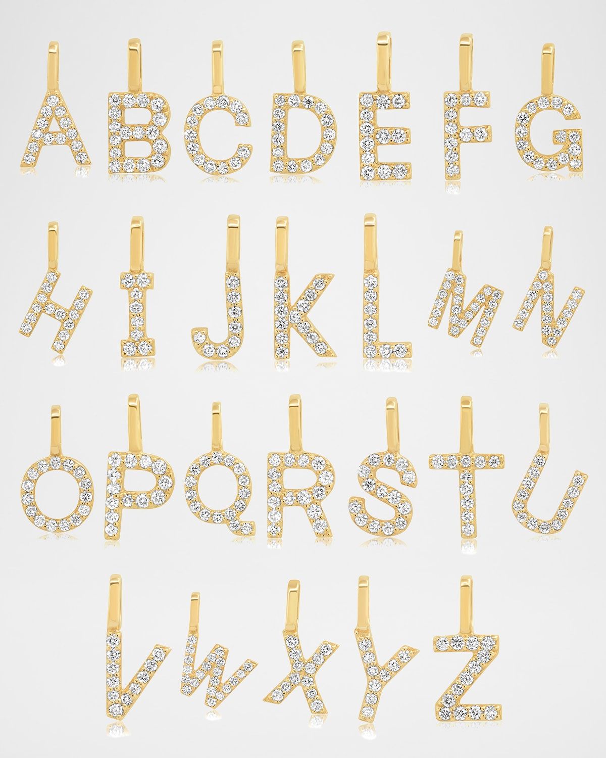 14K Pave Diamond Initial Charm