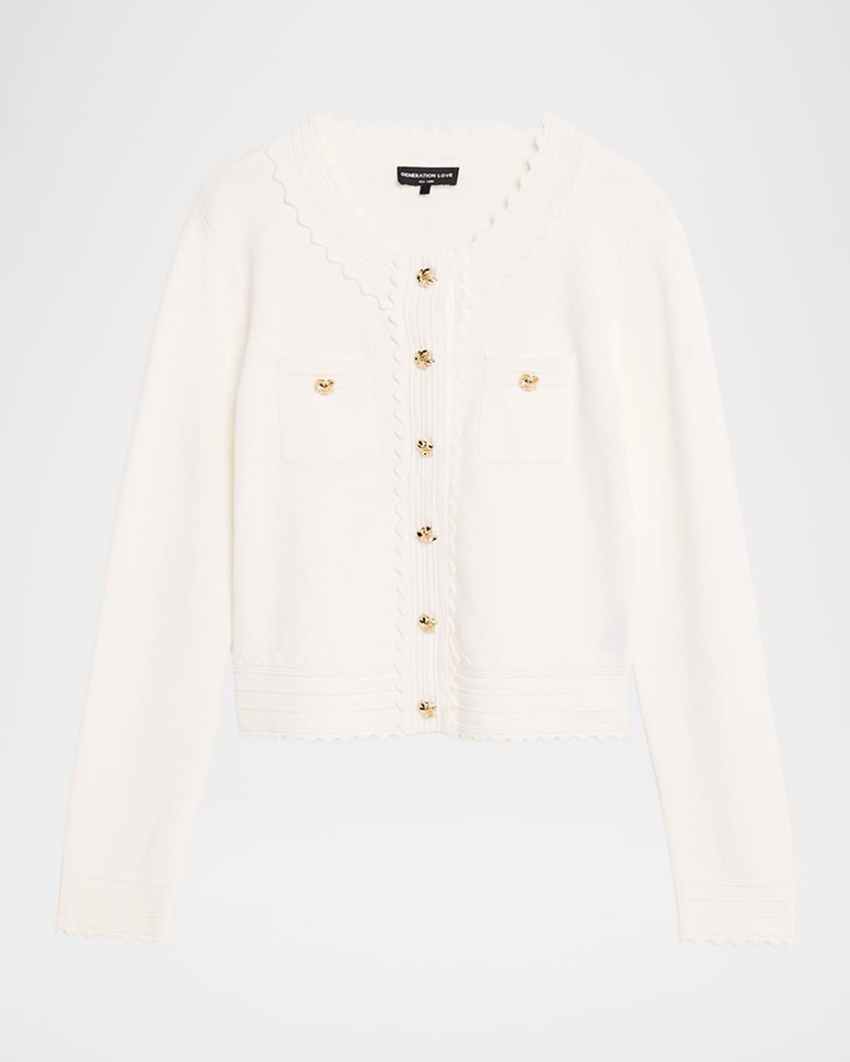 Blossom Scallop-Trim Cardigan
