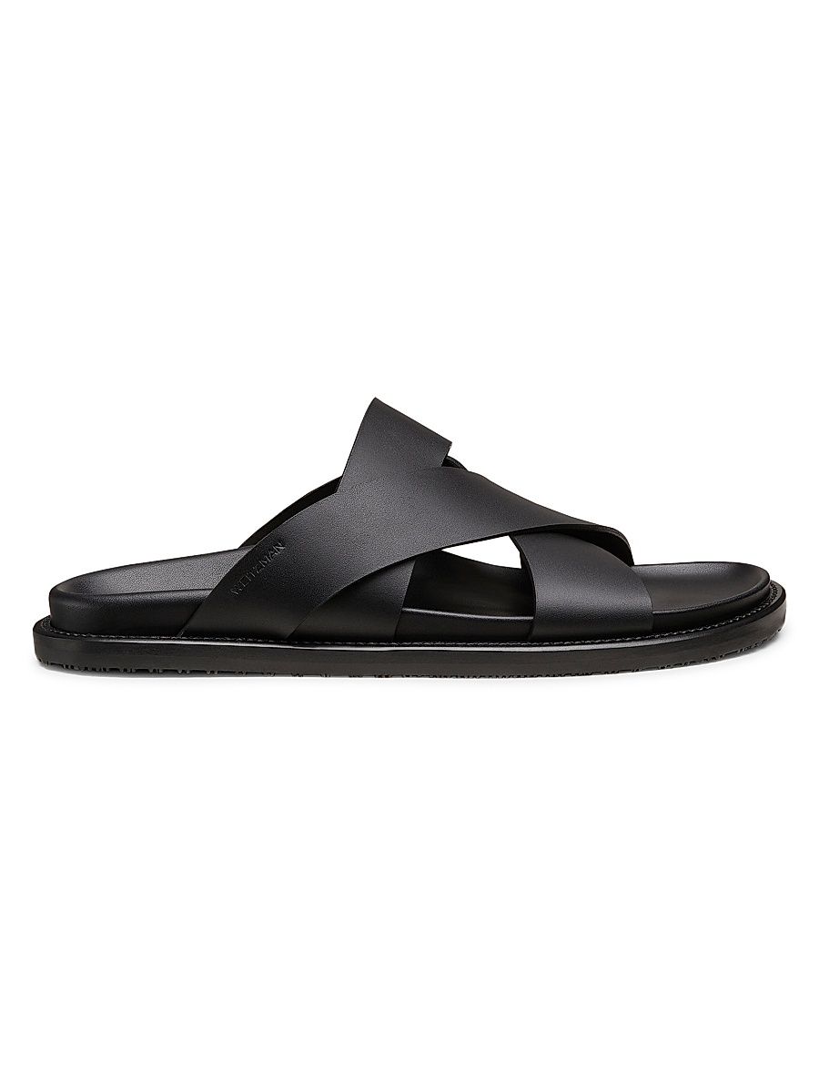 Men's Berkley Crisscross Leather Sandals - Black - Size 8