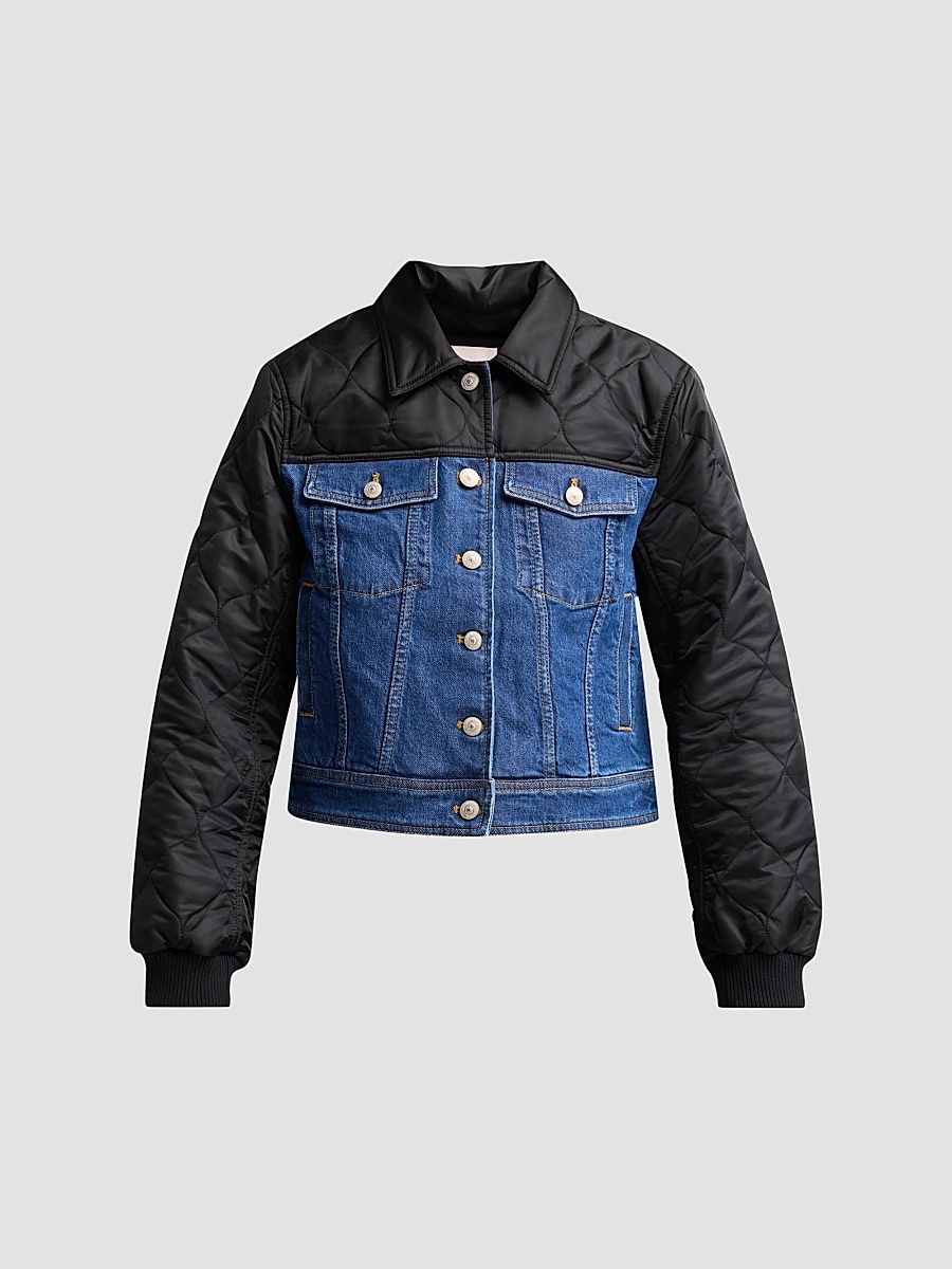 Women's Susanna Mixed-Media Quilted Denim Jacket - Tide Black - Size XS