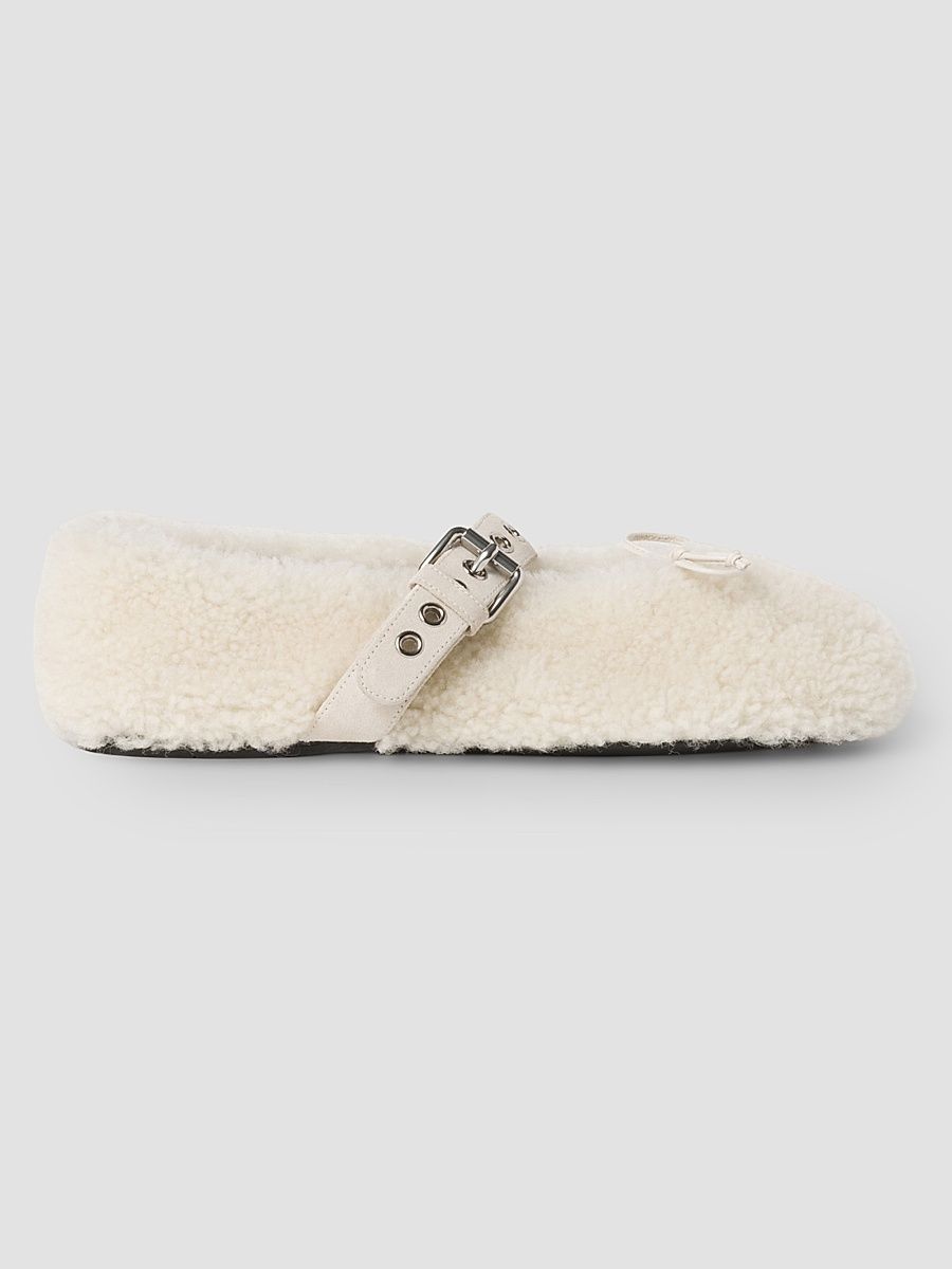 Women's Shearling Ballerinas - Naturale - Size 9