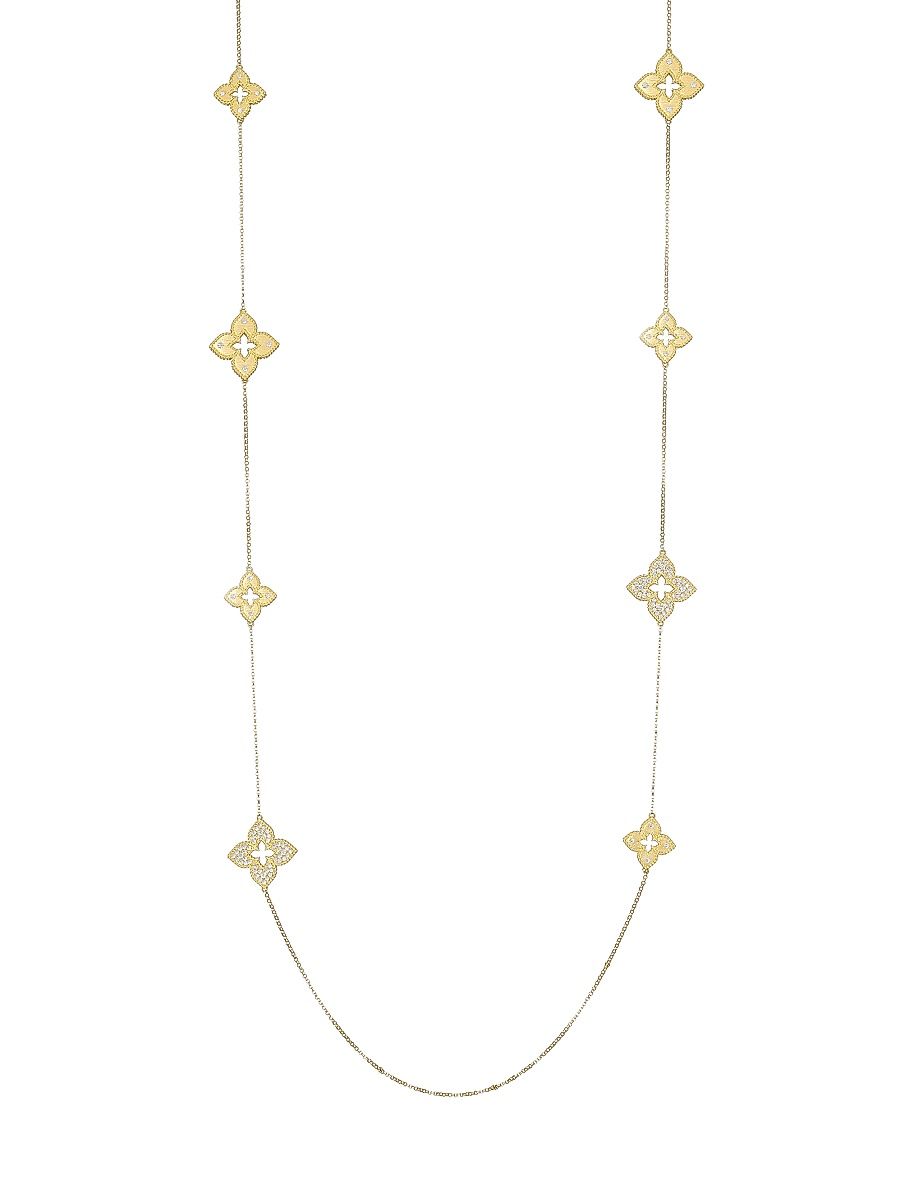 Women's Venetian Princess 18K Yellow Gold & Pavé Diamond Station Necklace - Yellow Gold