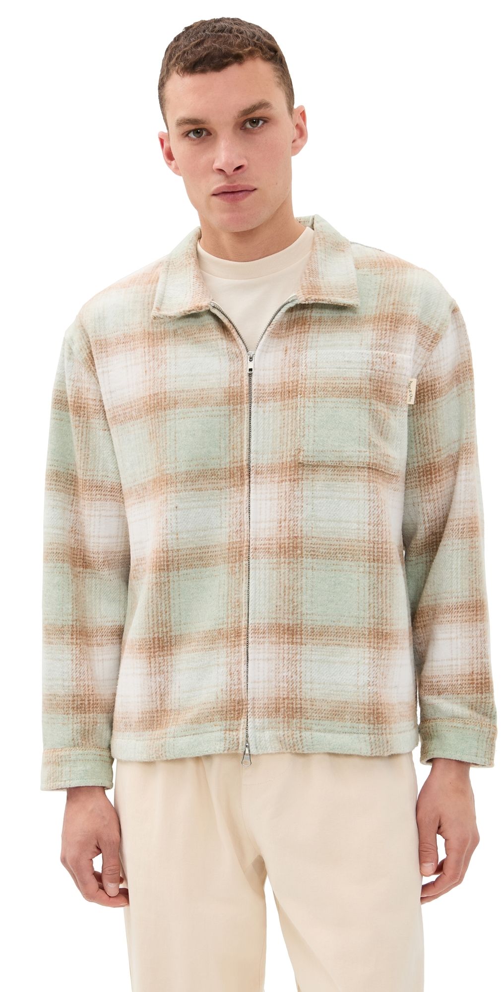 Museum of Peace and Quiet Wordmark Zip Shirt Sage M