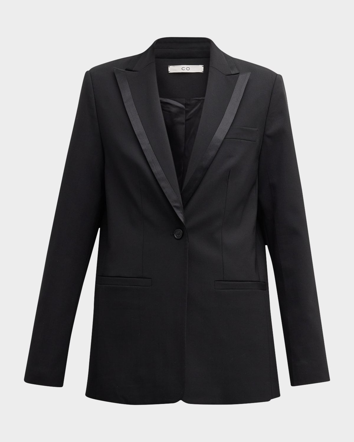 Satin-Trim Single-Breasted Tuxedo Jacket