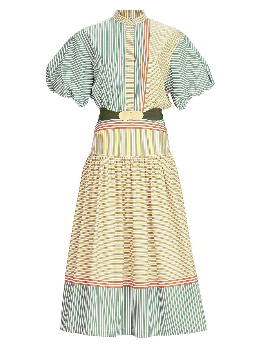 Women's Jil Striped Midi-Shirtdress - Garden Stripes - Size Medium