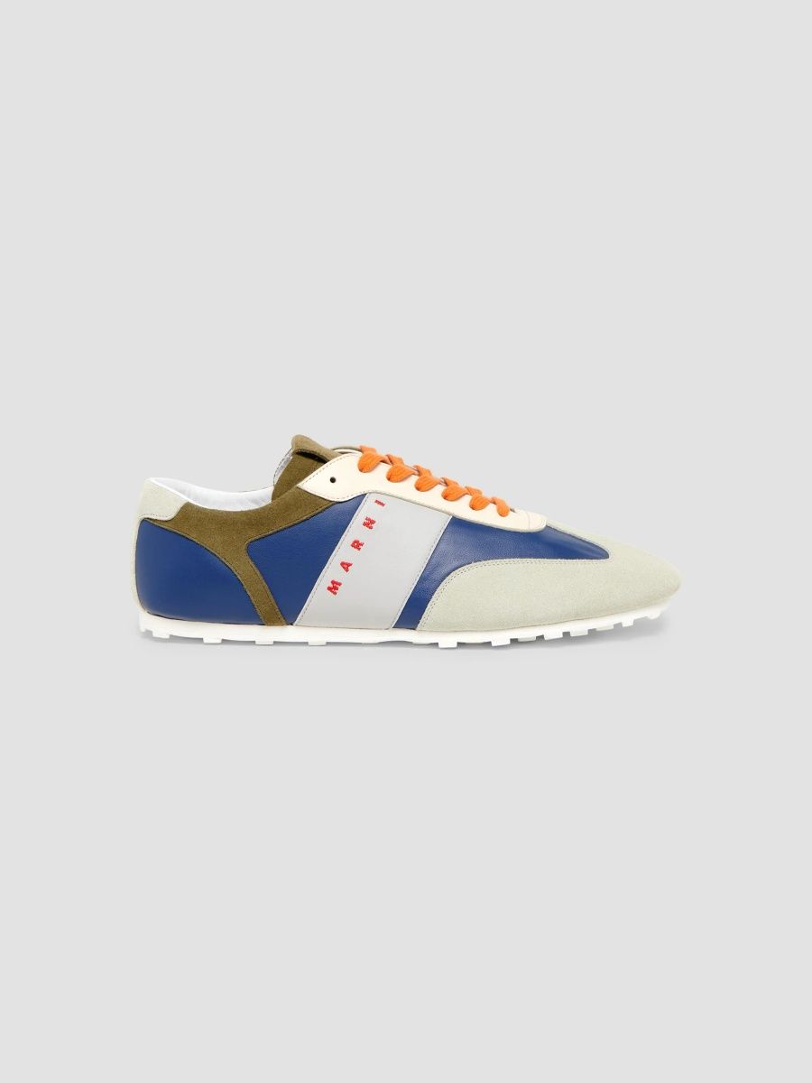 Marni Men's Retro Patchwork Sneakers - Grey Blue - Size 8