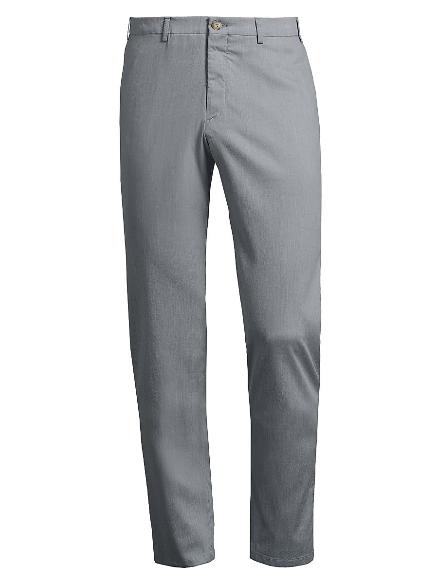 Men's Stretch Flat-Front Trousers - Grey - Size 44