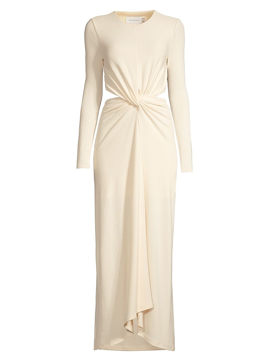 Women's Odelia Twisted Cut-Out Ribbed Maxi Dress - Cream - Size 10