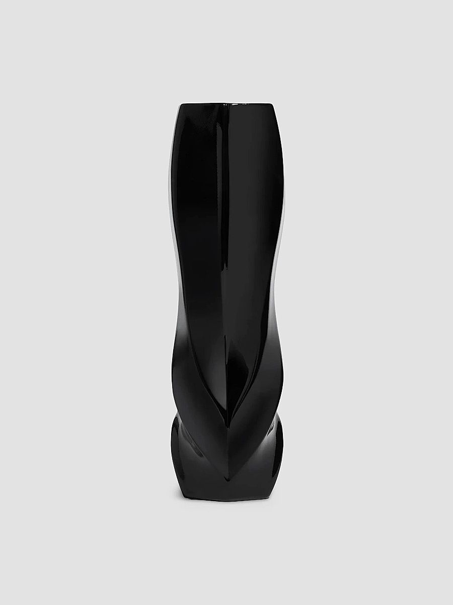 Zaha Hadid Design Braid Waist Porcelain Vase - Black
