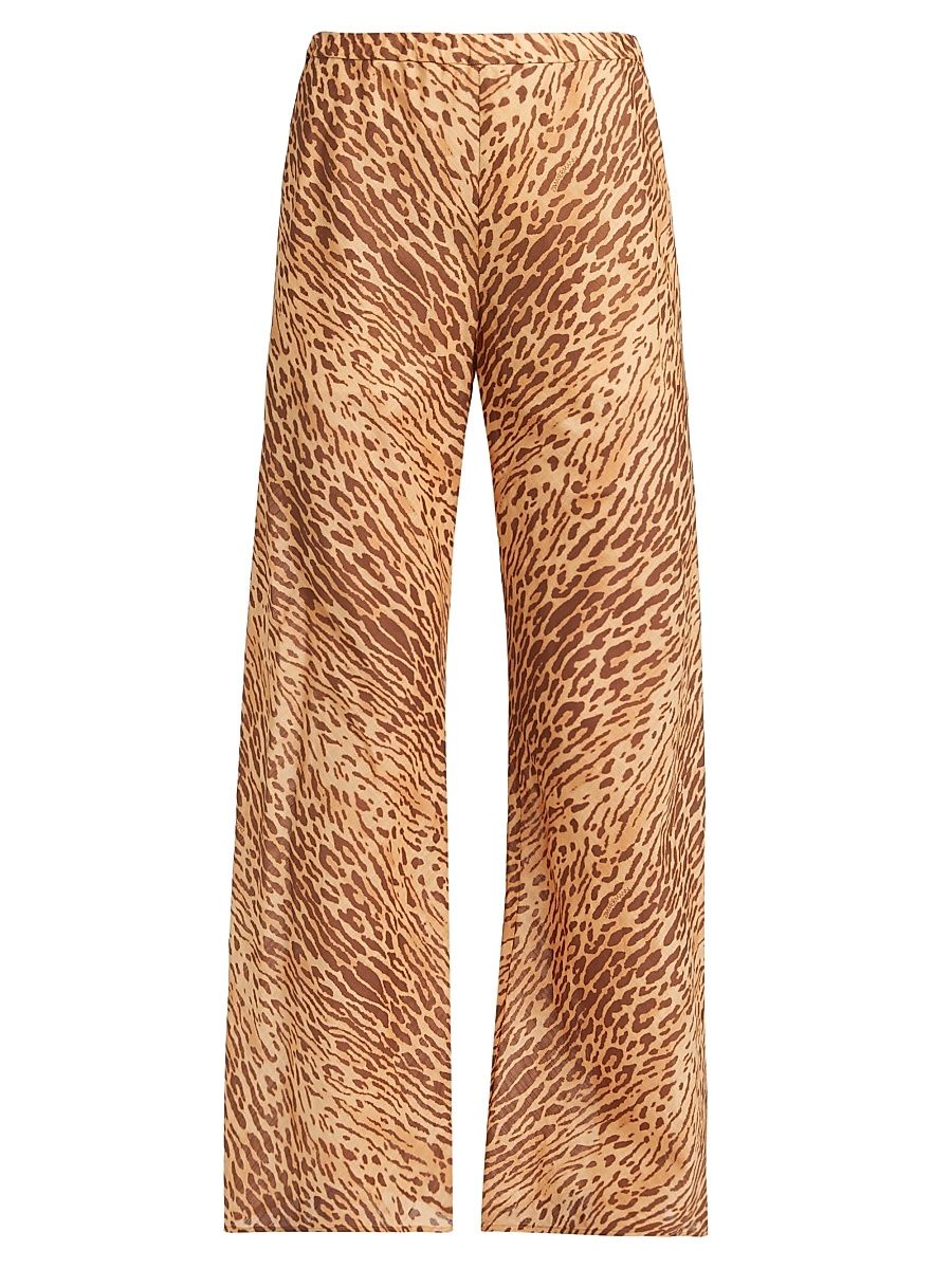Women's Cascadian Animal-Print Bias-Cut Pants - Tan Leopard - Size 4
