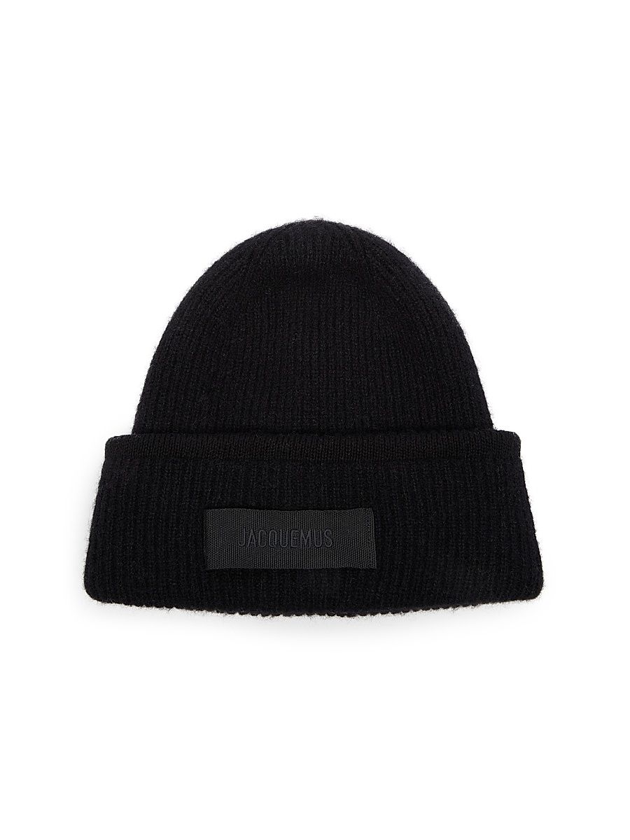 Jacquemus Men's Logo Alpaca-Blend Beanie - Black