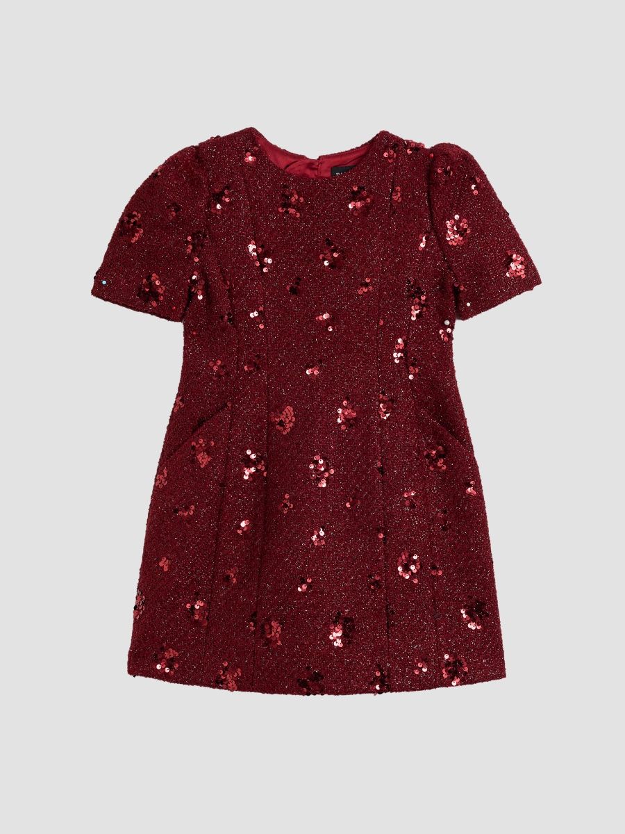 Girl's Little Girl's & Girl's Evianna Sequined Bouclé Mini Dress - Burgundy - Size 12