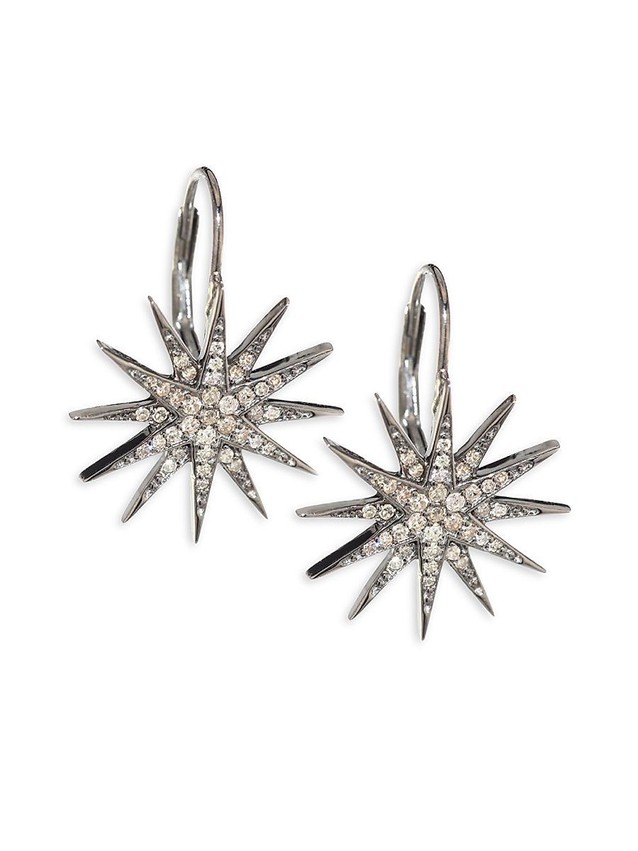 Women's Diamond Starburst Earrings - Black Rhodium Silver