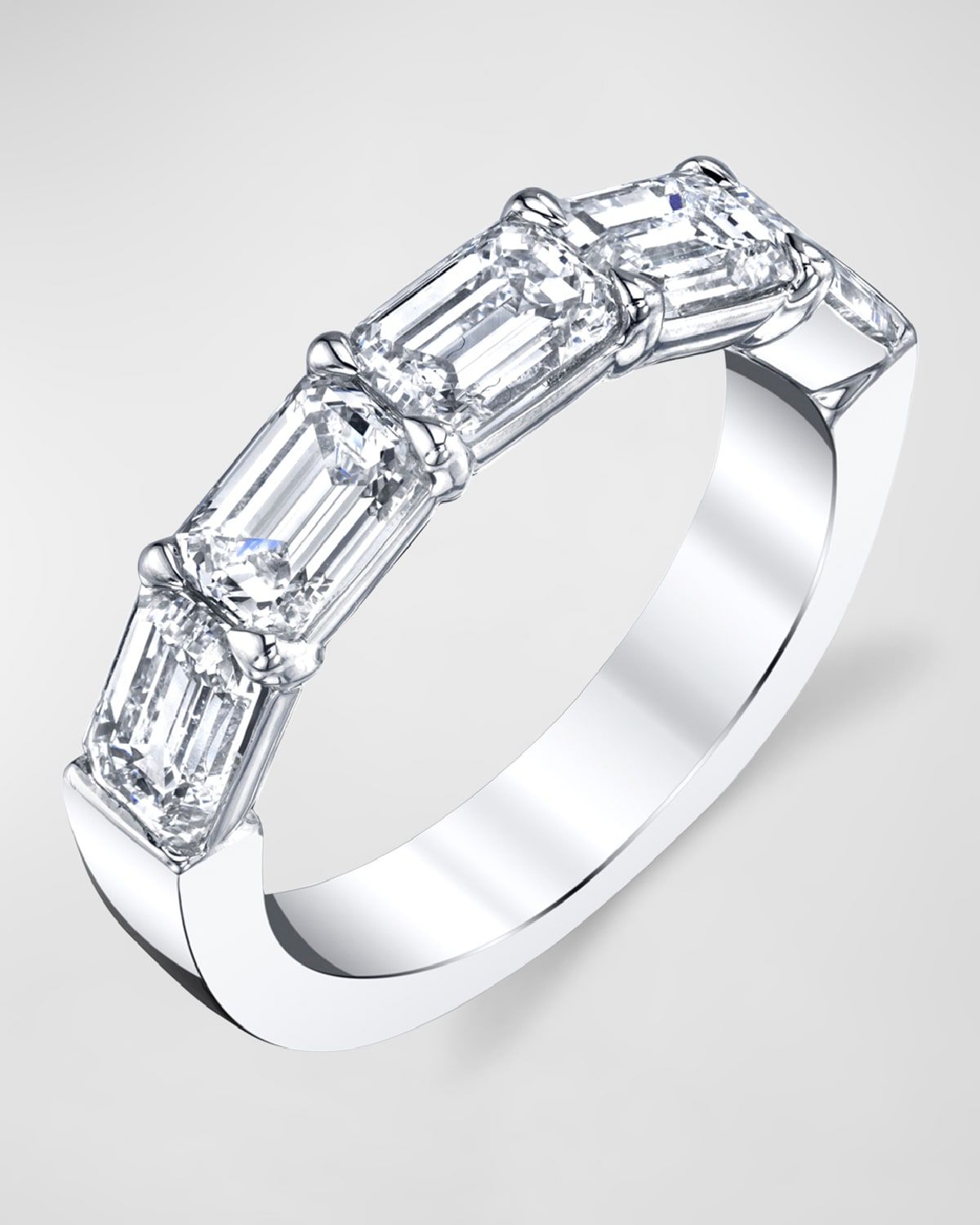 Large Halfway Band with Horizontal Set Emerald Cut Diamonds, 1.60ct