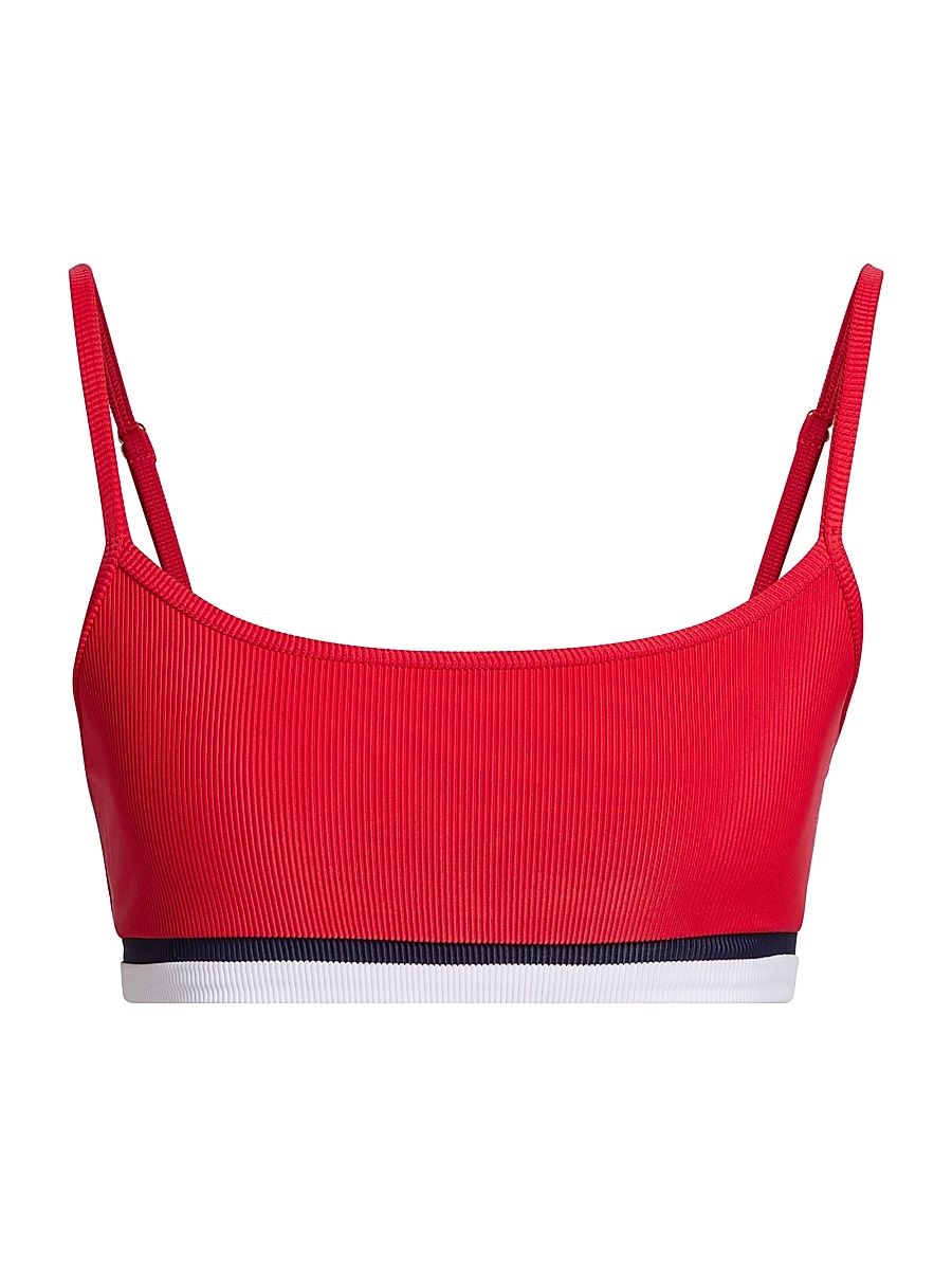 Women's Val Colorblocked Bralette Bikini Top - Crimson Firework - Size XS