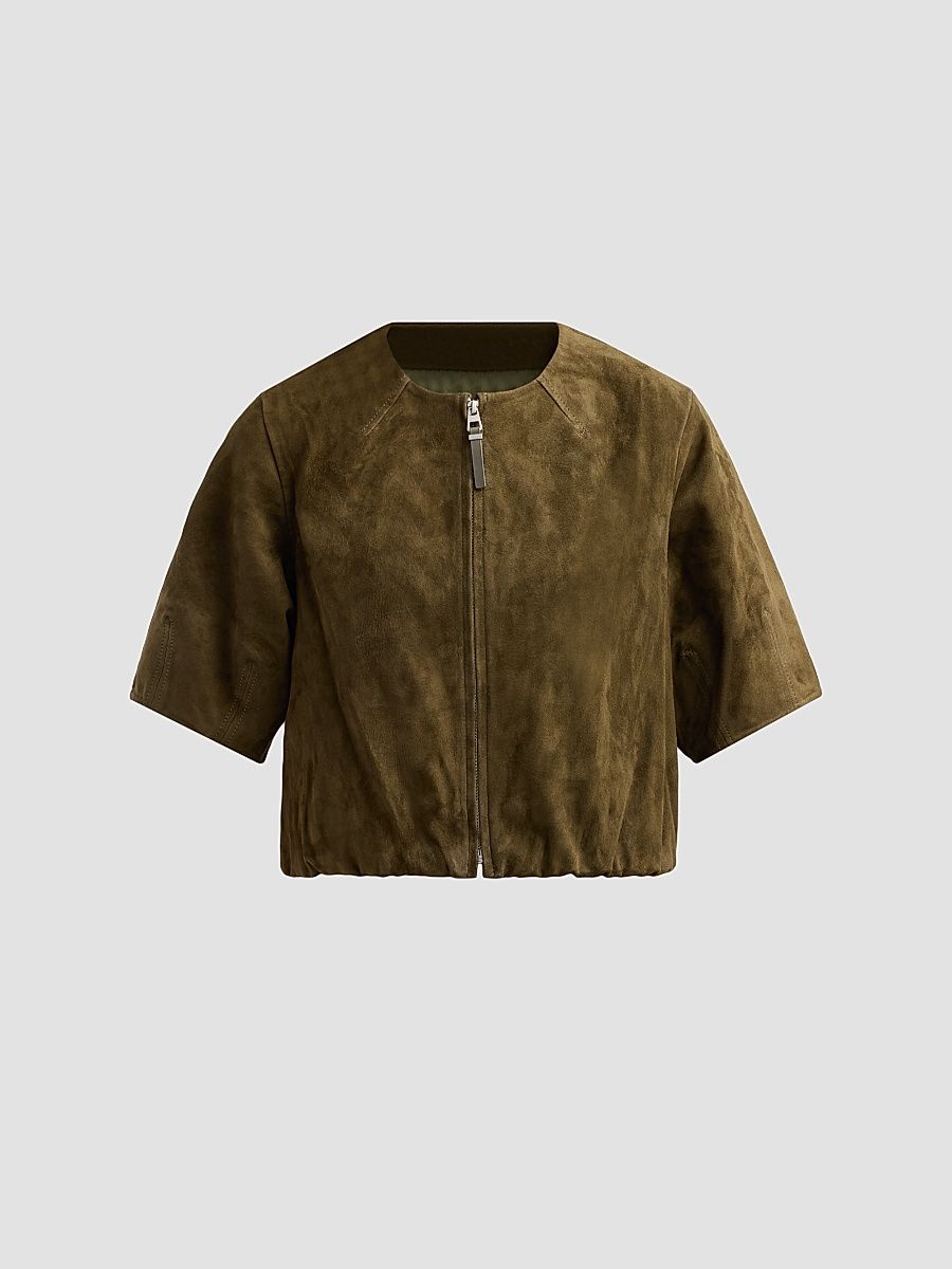 Women's Austyn Suede Zip-Up Jacket - Sea Turtle - Size Large