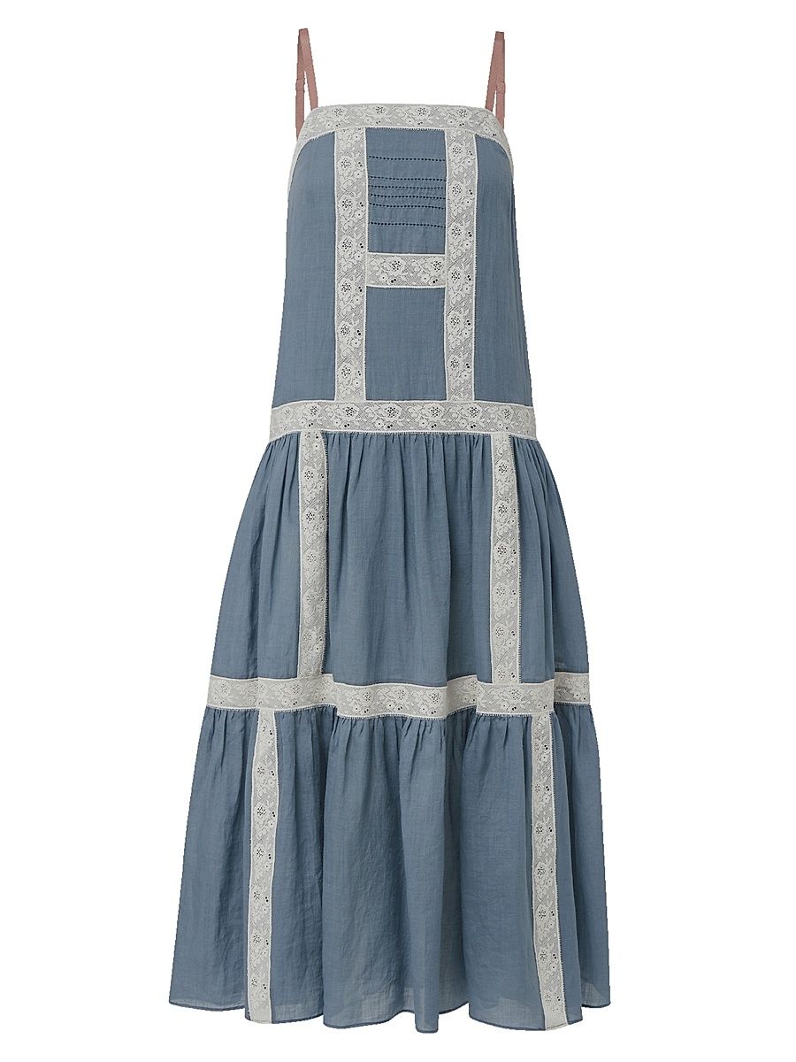Women's Mazarine Tiered Midi-Dress - Blue Steel - Size 16