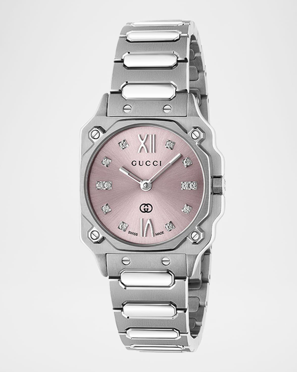 Stainless Steel G-Flat 24mm Bracelet Watch with Diamonds