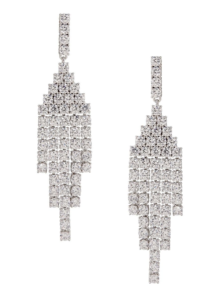 Women's Diana Rhodium-Plated & Cubic Zirconia Chandelier Earrings - Silver