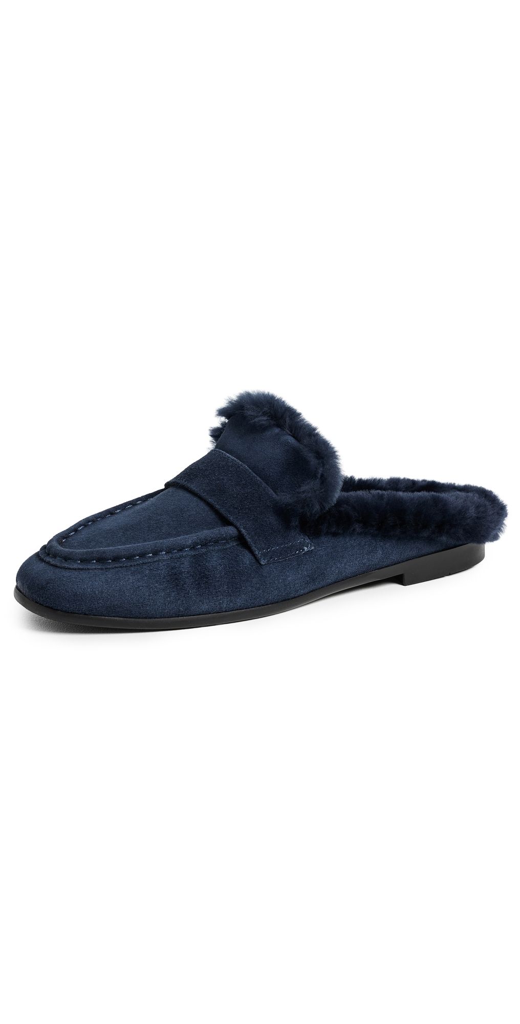 Black Suede Studio Theo Loafers Midnight Suede/Wool Shearling 37