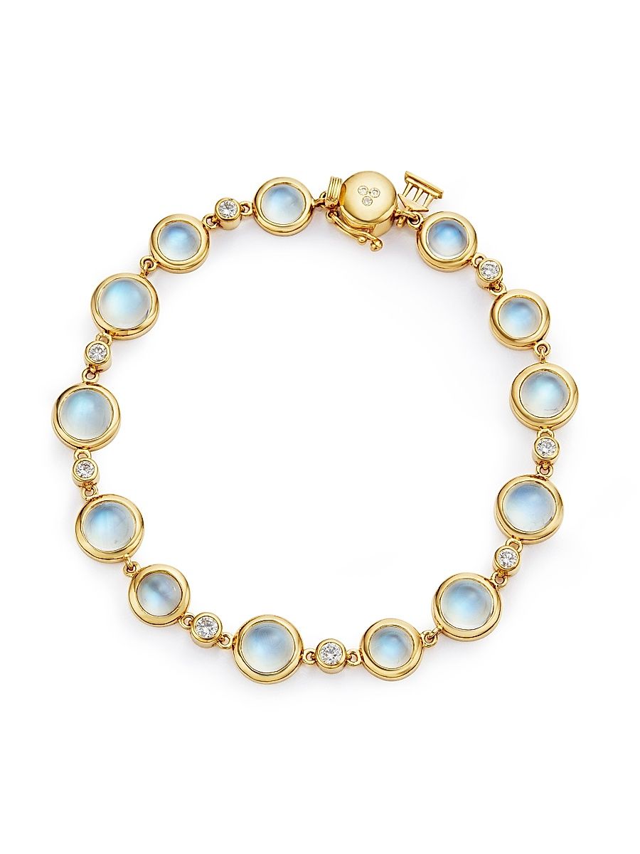 Women's Florence86 Single Round Diamond, Royal Blue Moonstone & 18K Yellow Gold Bracelet - Yellow Gold