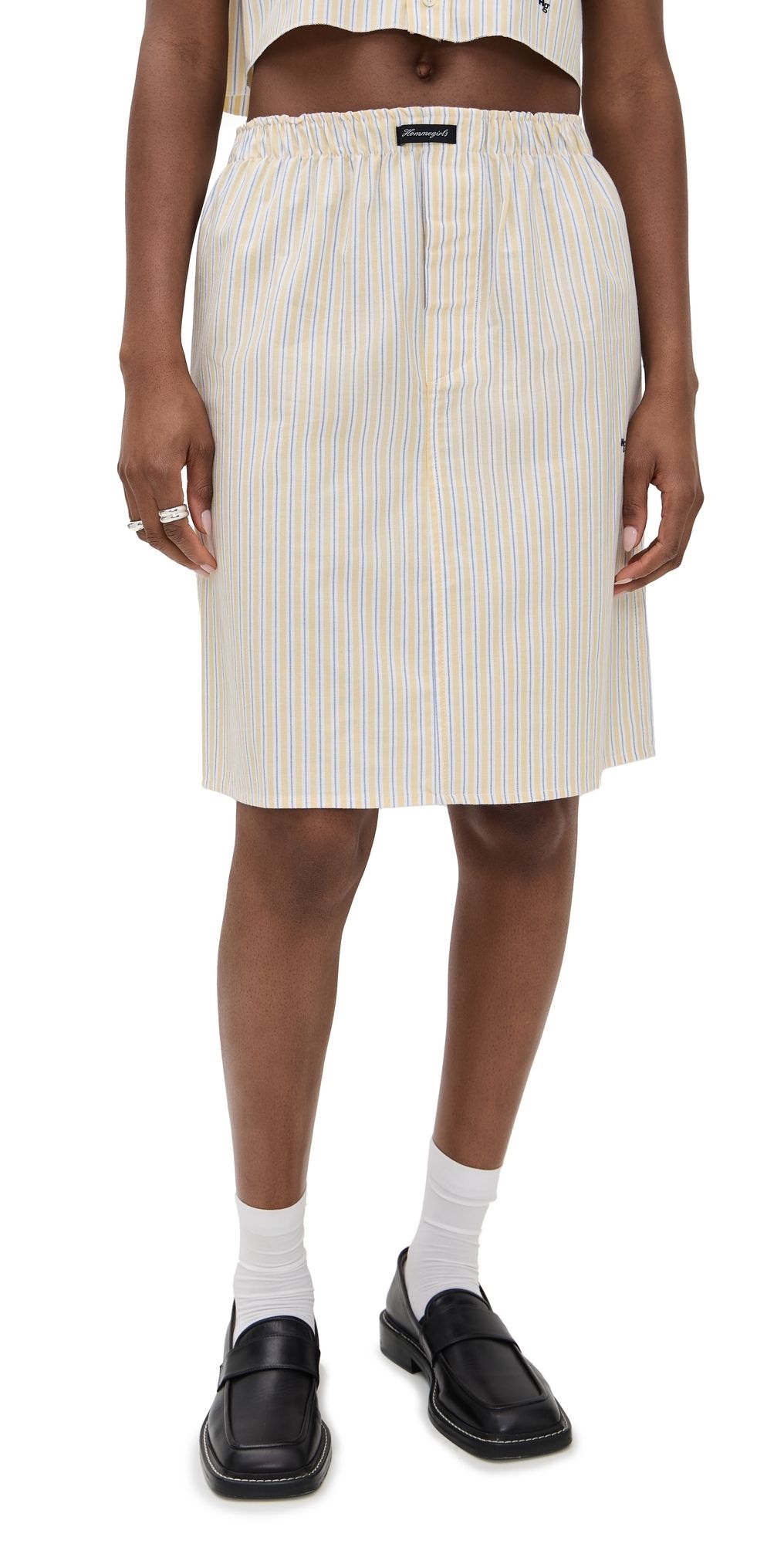 HOMMEGIRLS Boxer Pencil Skirt Yellow Stripe Oxford S