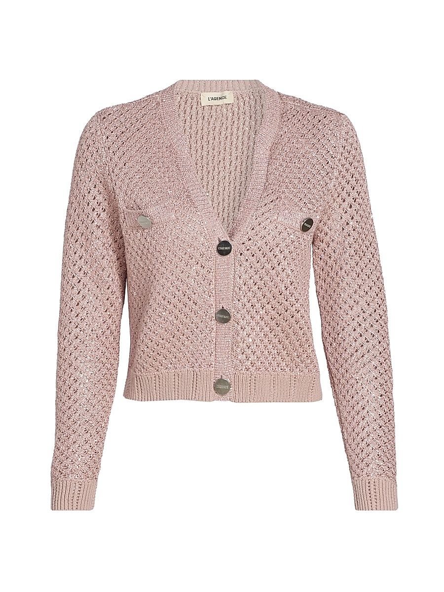 Women's Blanca Sequined Crop Cardigan - Adobe Rose - Size Large
