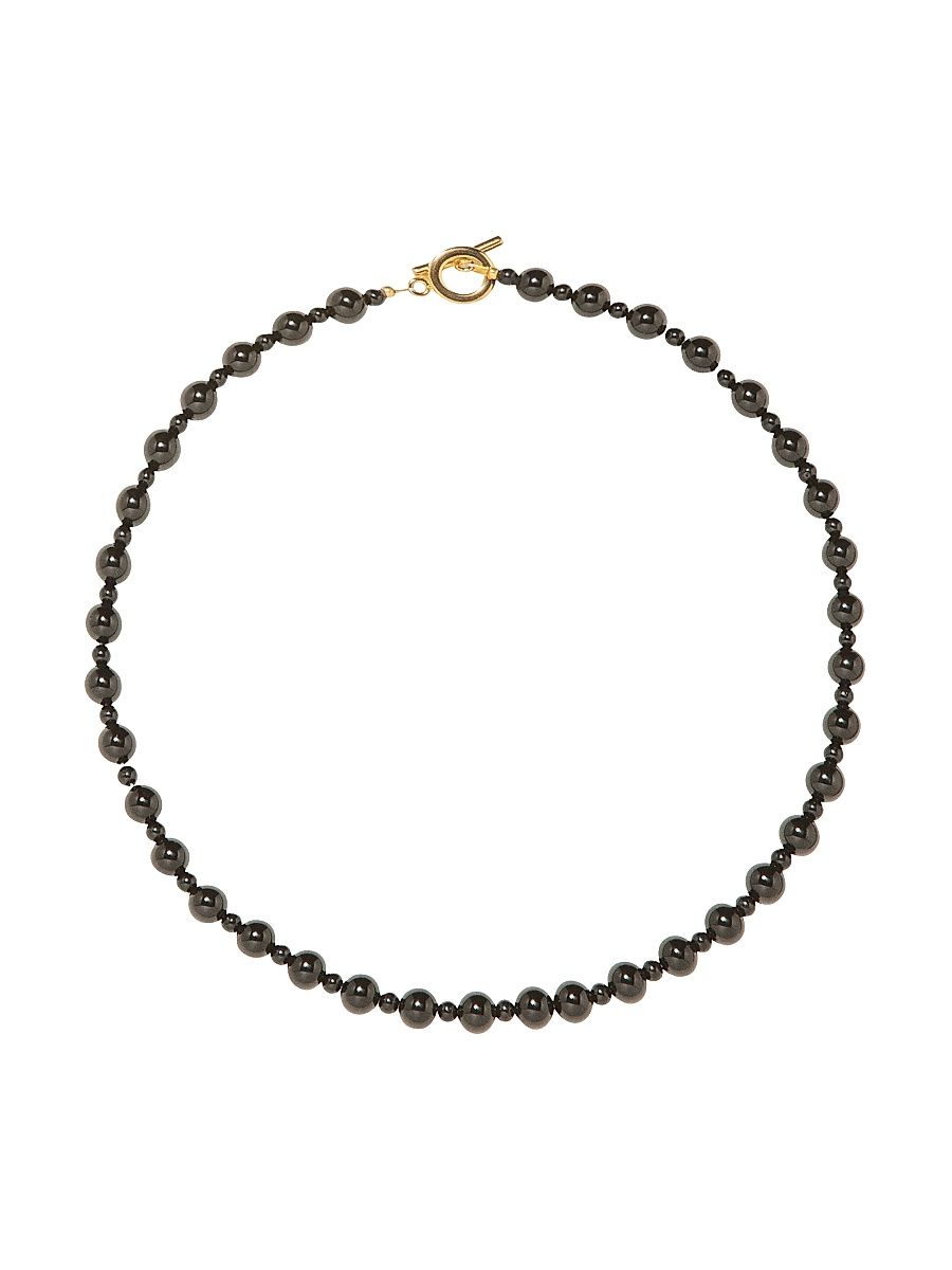Women's Dhara 18K-Gold-Plated & Black Onyx Beaded Necklace - Black