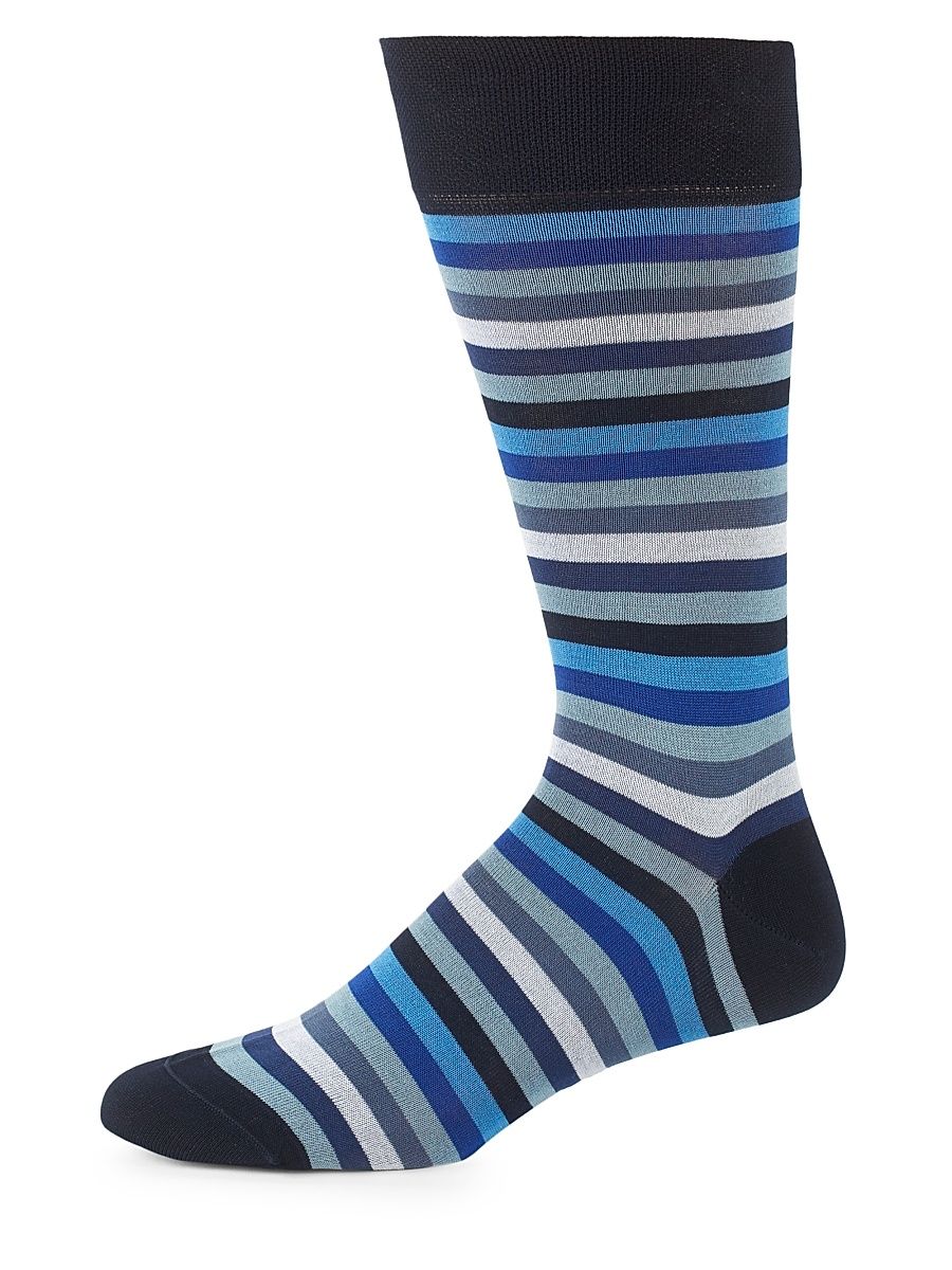 Lisle Rainbow Pima Cotton Socks - Blue Mix