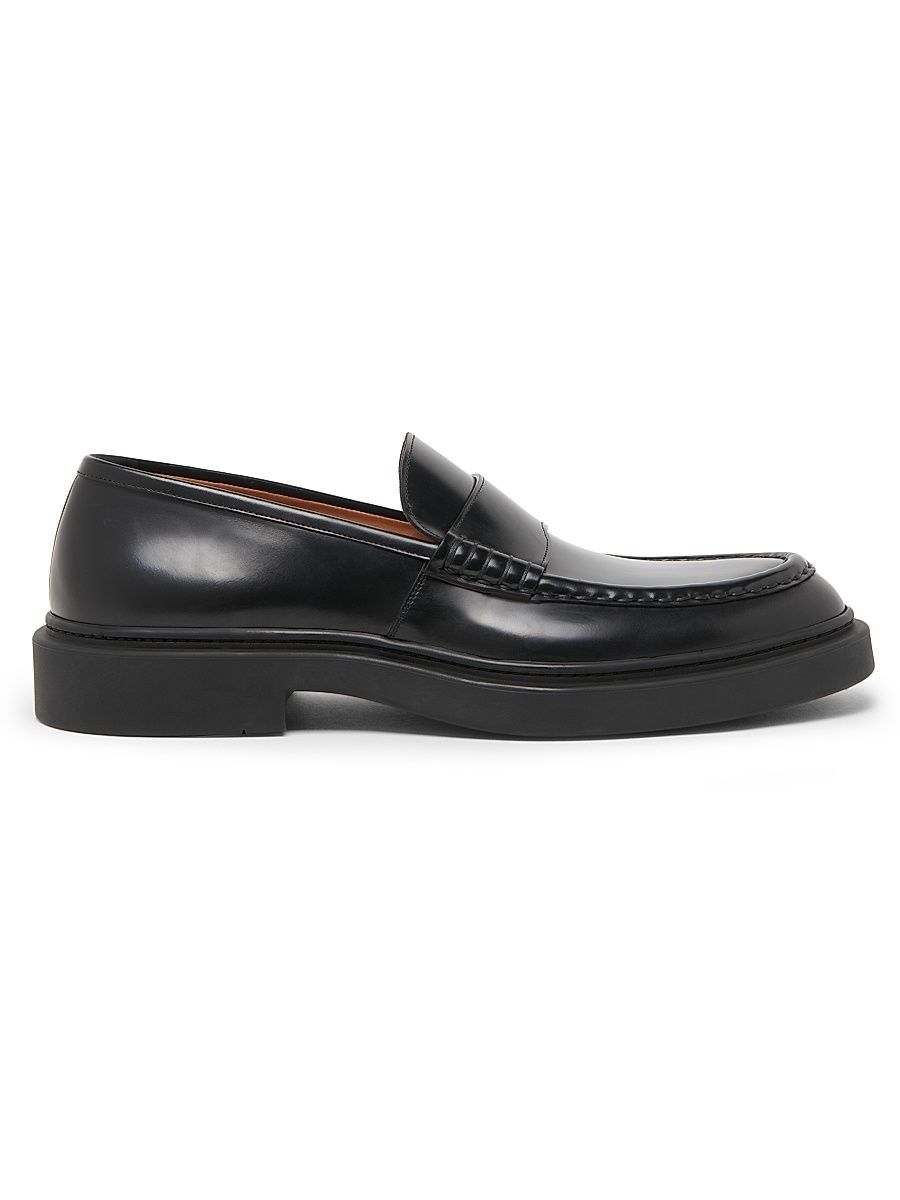Men's Leather Penny Loafers - Black - Size 12