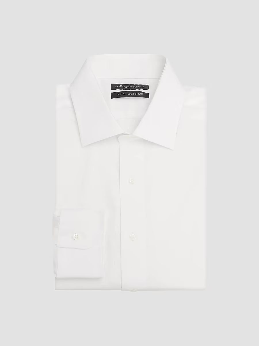 Men's COLLECTION Royal Cotton Slim-Fit Oxford Shirt - White - Size 34