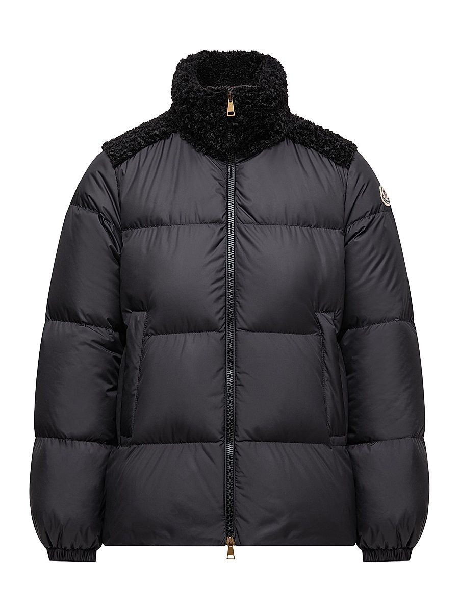 Women's Esnaie Puffer Jacket with Teddy Trim - Black - Size Medium
