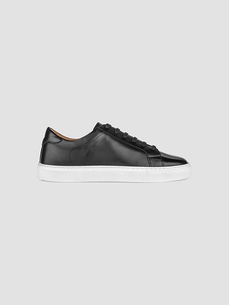 To Boot New York Men's Gavin Leather Low-Top Sneakers - Brush Nero Avo - Size 9.5