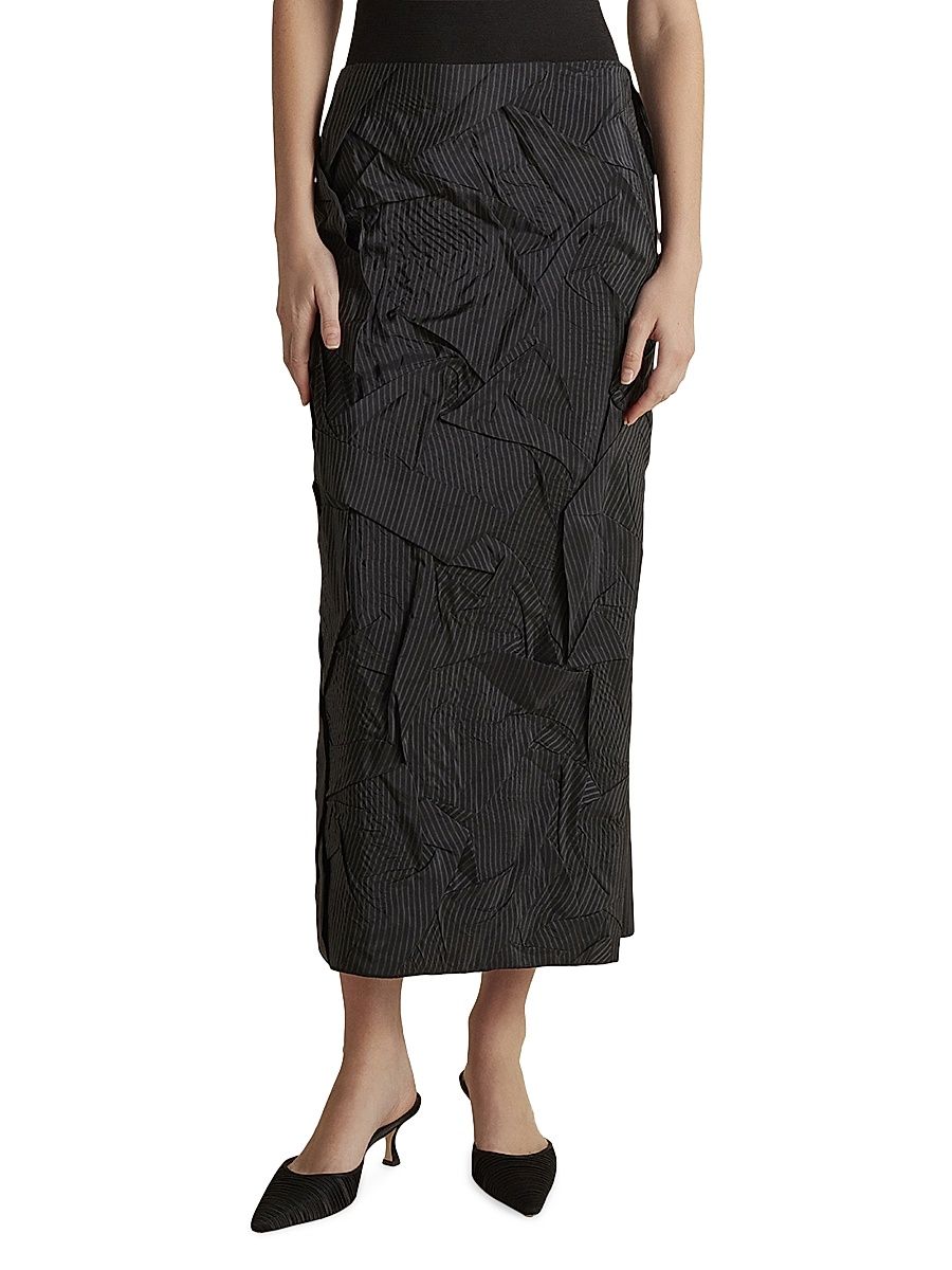 Women's Crushed Pinstripe Tubino - Navy Pinstripe - Size 10