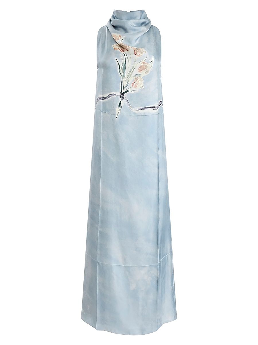 Women's Noori Silk Maxi Dress - Storm Tulip - Size 12