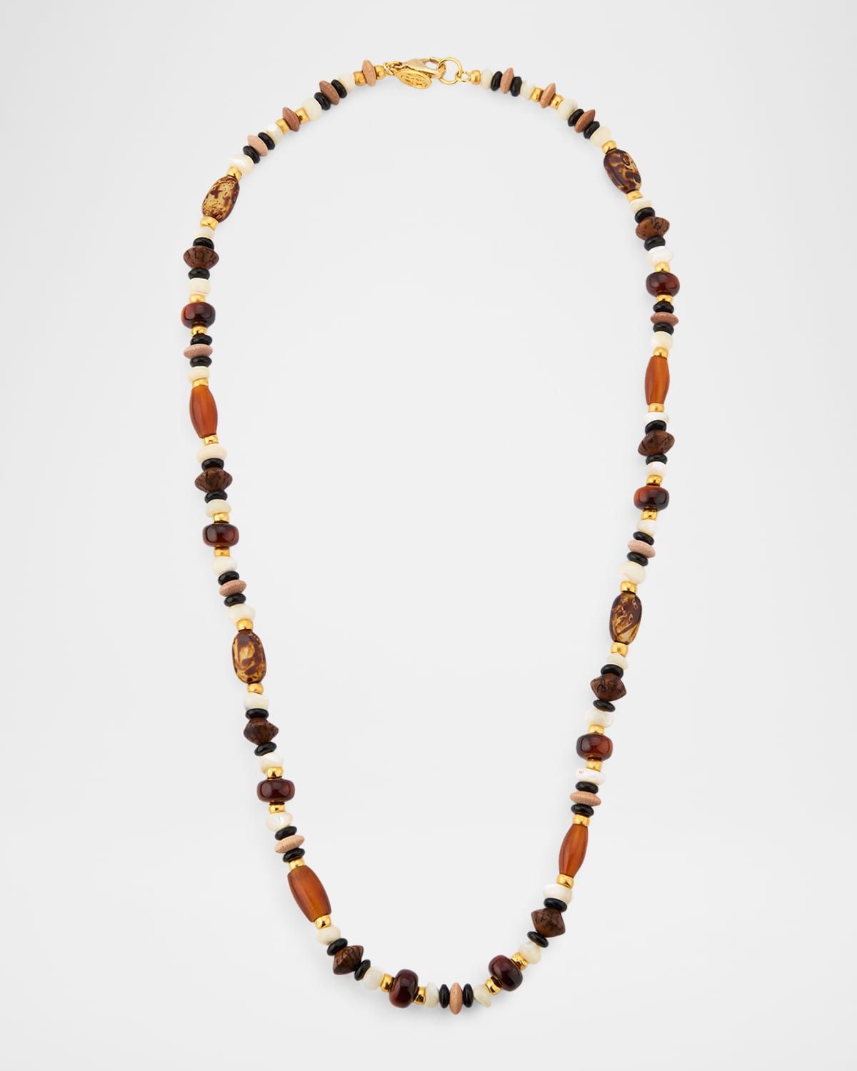 Long Beaded Necklace, Brown