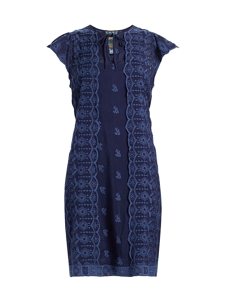 Women's Daisy Embroidered Eyelet Minidress - Blue Night - Size XL