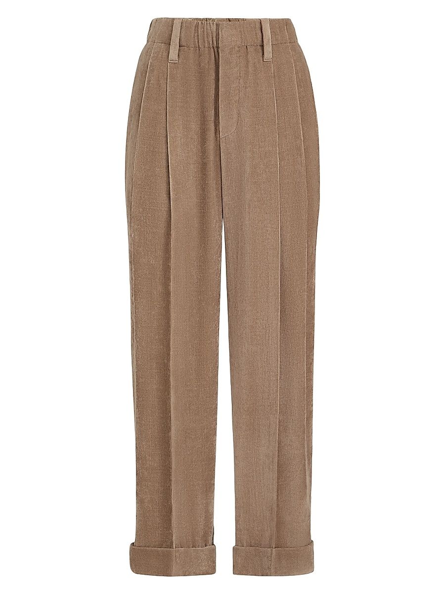 Women's Fluid Corduroy Baggy Sartorial Trousers - Espresso - Size 4