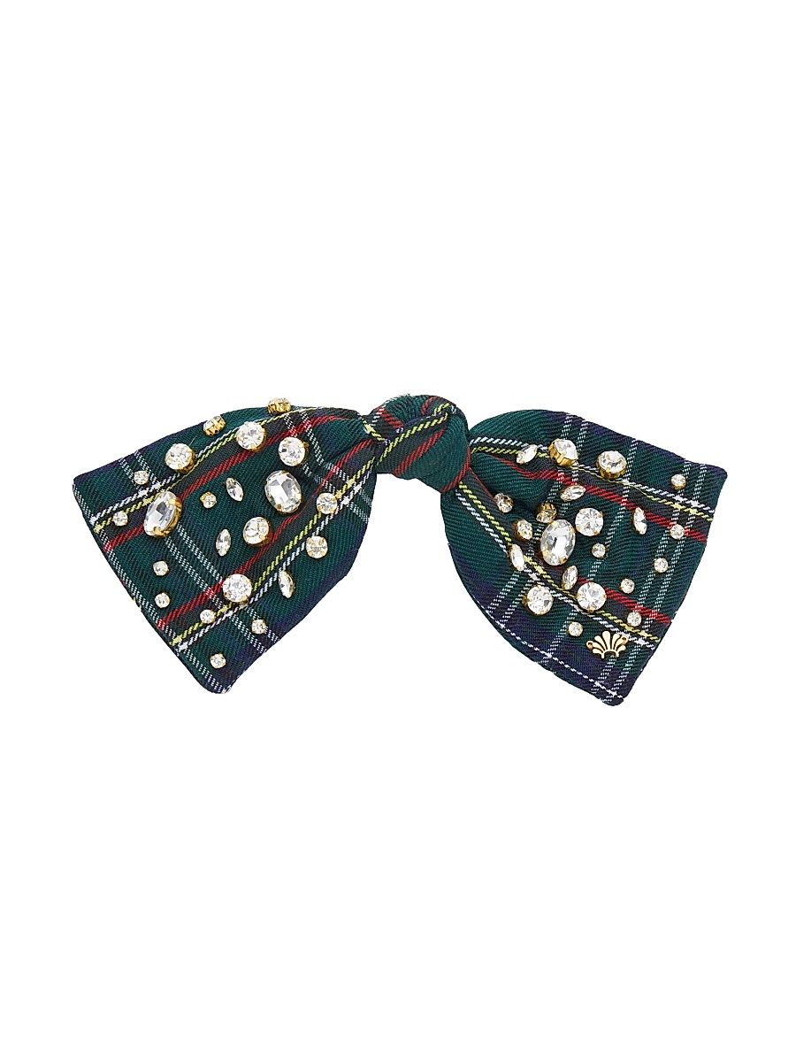 Women's Paloma Crystal Bow Barrette - Holiday Plaid