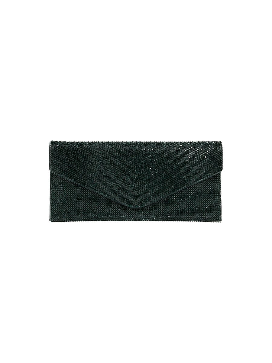 Women's Envelope Crystal Clutch - Ebonized Emerald