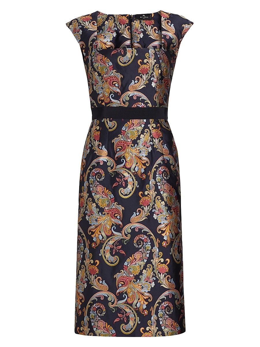 Women's Floral Satin Sheath Dress - Size 8