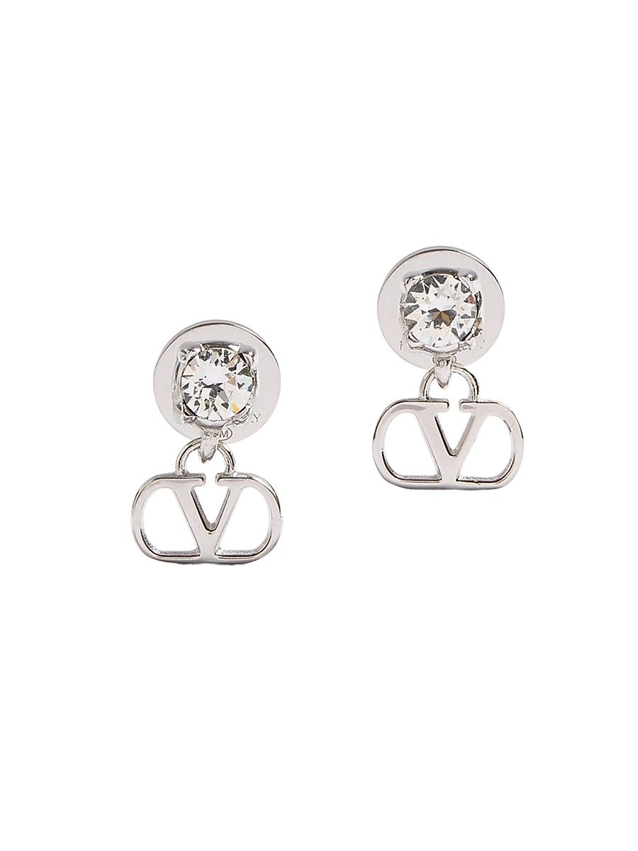Women's VLogo Signature Earrings in Metal and Swarovski Crystals - Rhodium
