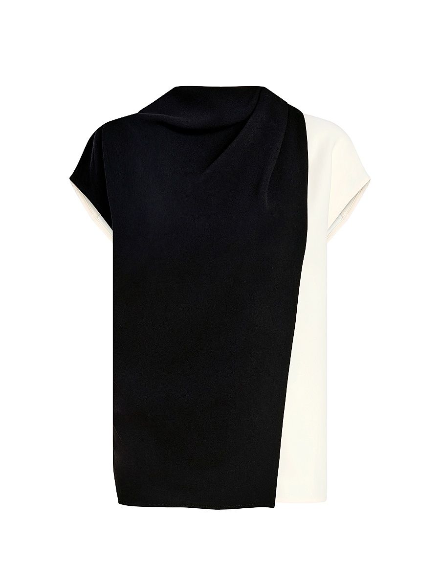 Women's Elsa Double Crepe Top - Black Multi - Size 10