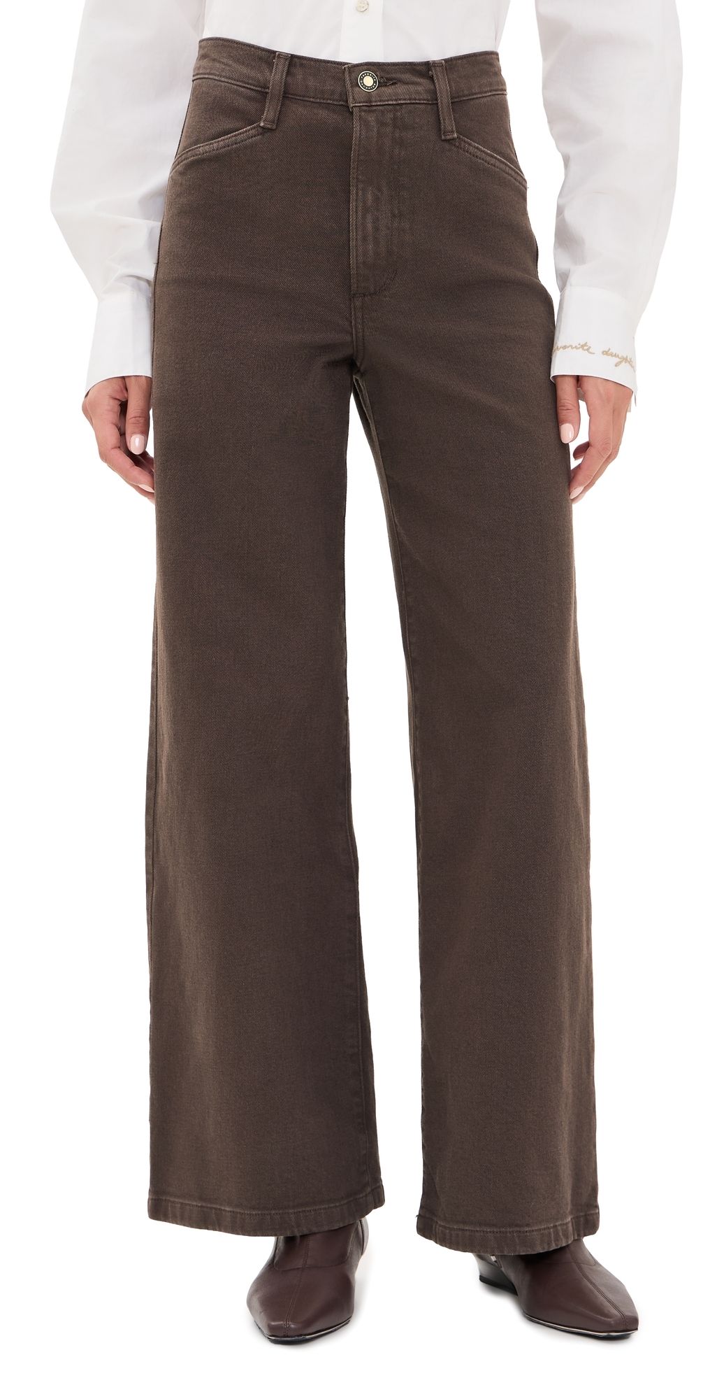 Favorite Daughter The Mischa Wide Leg Ankle Jeans Espresso 32