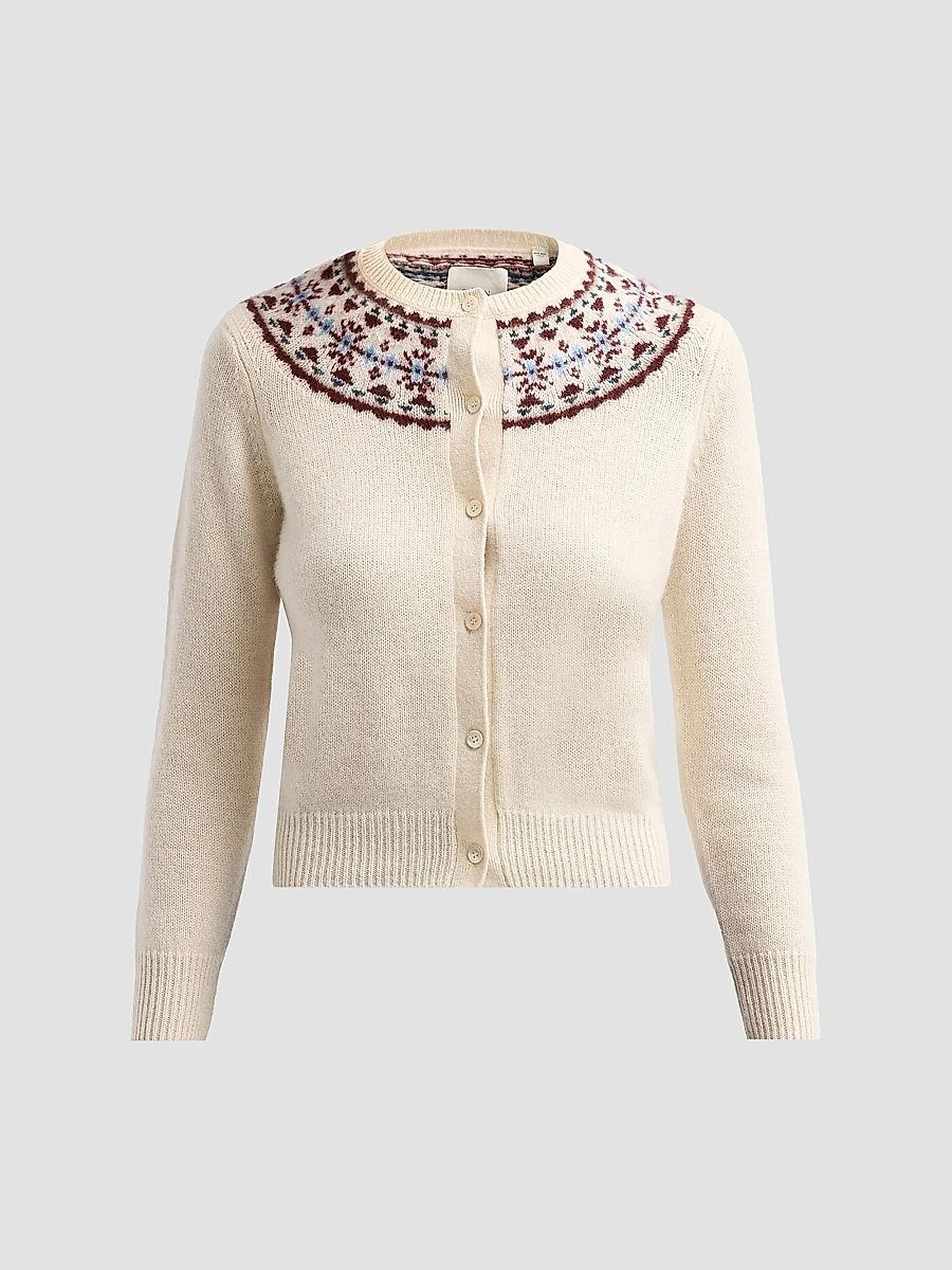 Women's Olympe Fair Isle-Inspired Cashmere Cardigan - Cottage Sodermalm Fair - Size Small