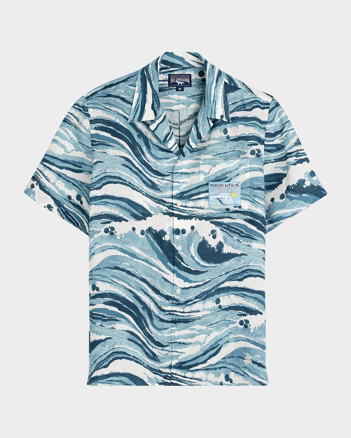 x Maison Kitsune Men & apos;s Wave Linen Shirt