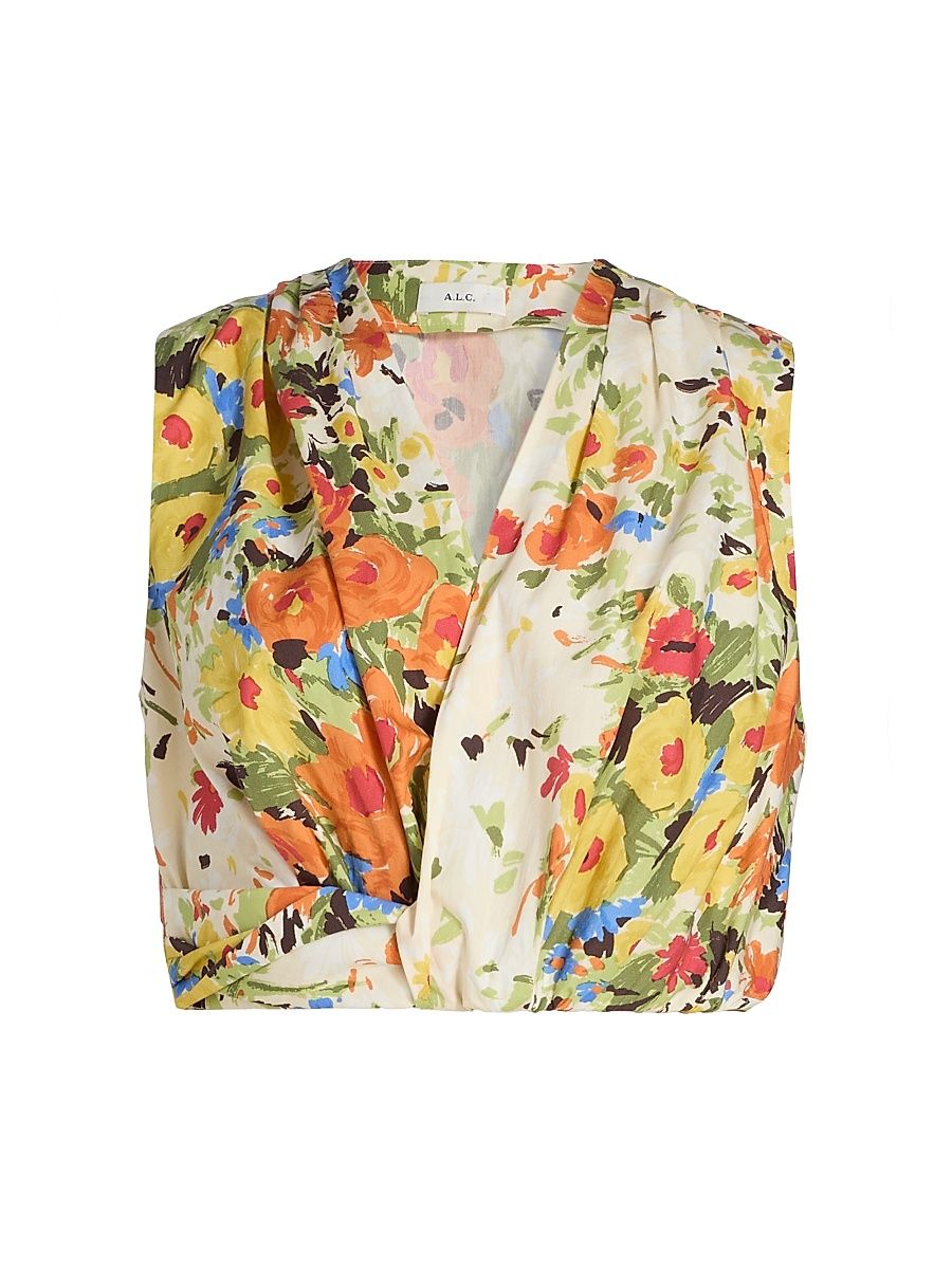 Women's Brooklyn Floral Cotton Crop Top - Butter Poppy Multi - Size 14