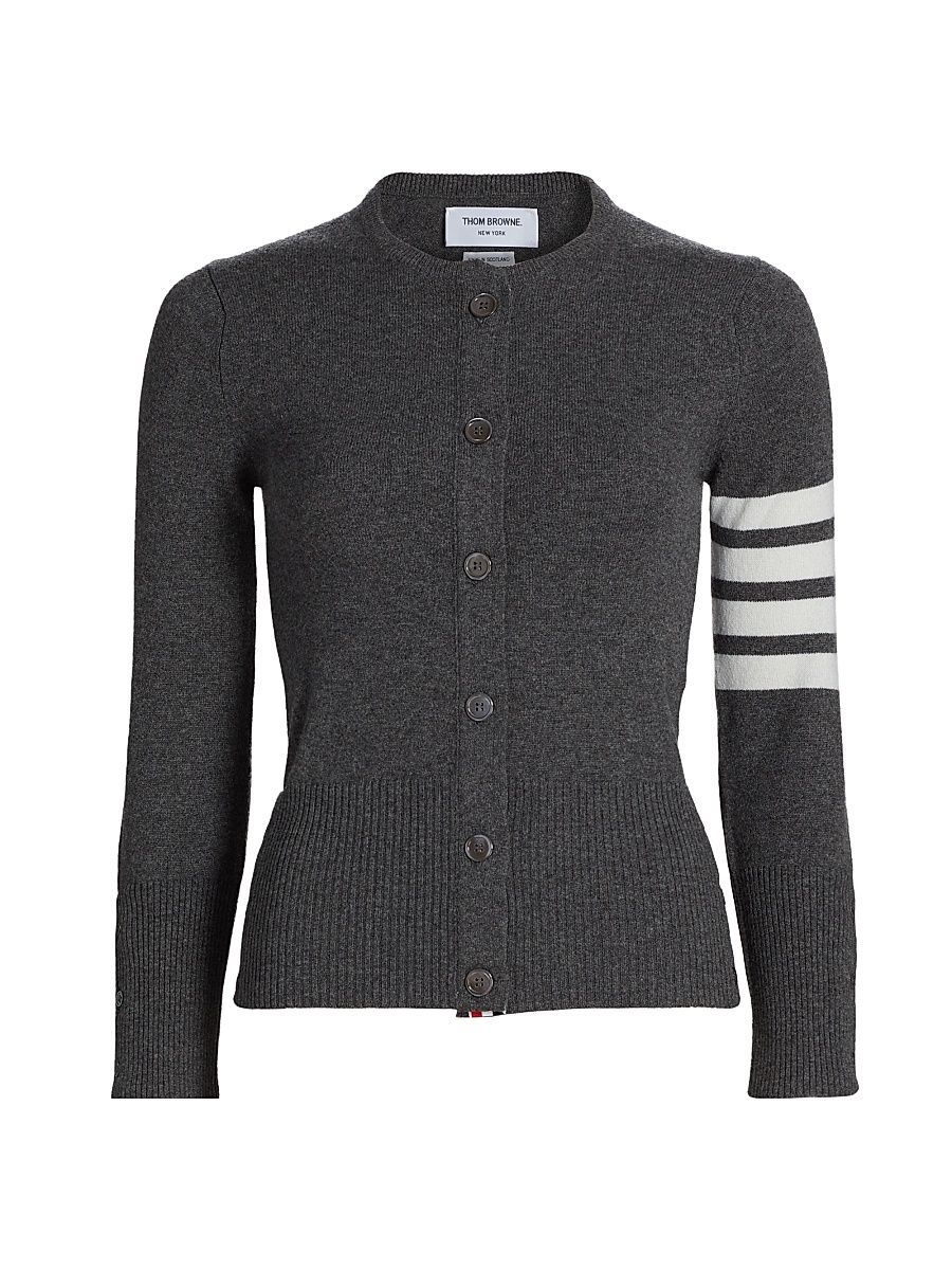 Women's Classic 4-Bar Crewneck Cardigan - Med Grey - Size 10