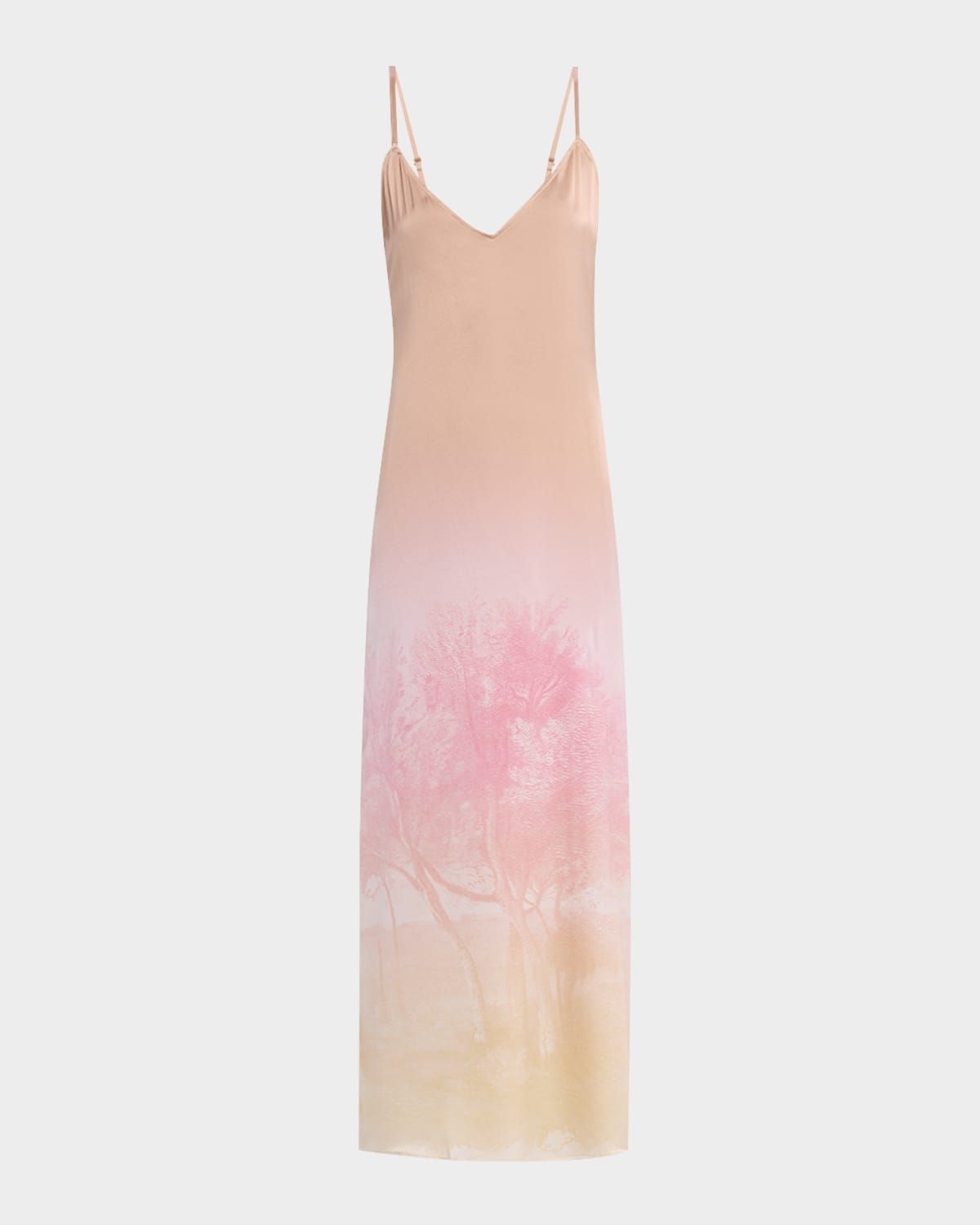 Sleeveless Ombre Landscape-Print Maxi Dress