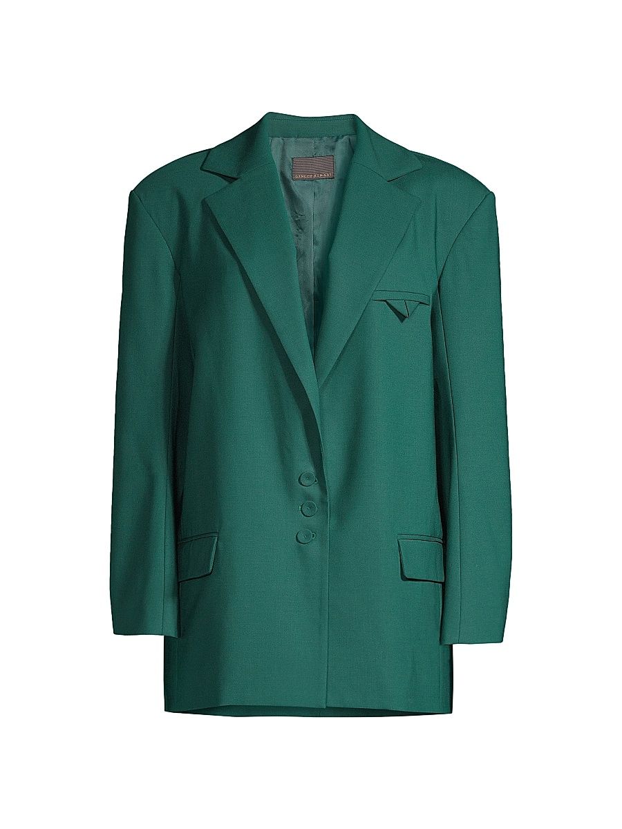 Women's Simpatico Oversized Wool Blazer - Emerald - Size 12